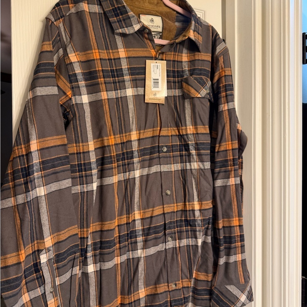 Legendary Whitetails Plaid Shirt in Gray and Orange XLT - Picture 2 of 4